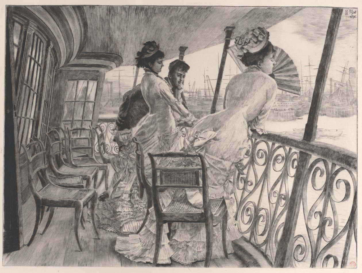 Galleriet av H.M.S. Calcutta Souvenir of a Ball ombord La galerie du Calcutta..., 1876. av James Tissot