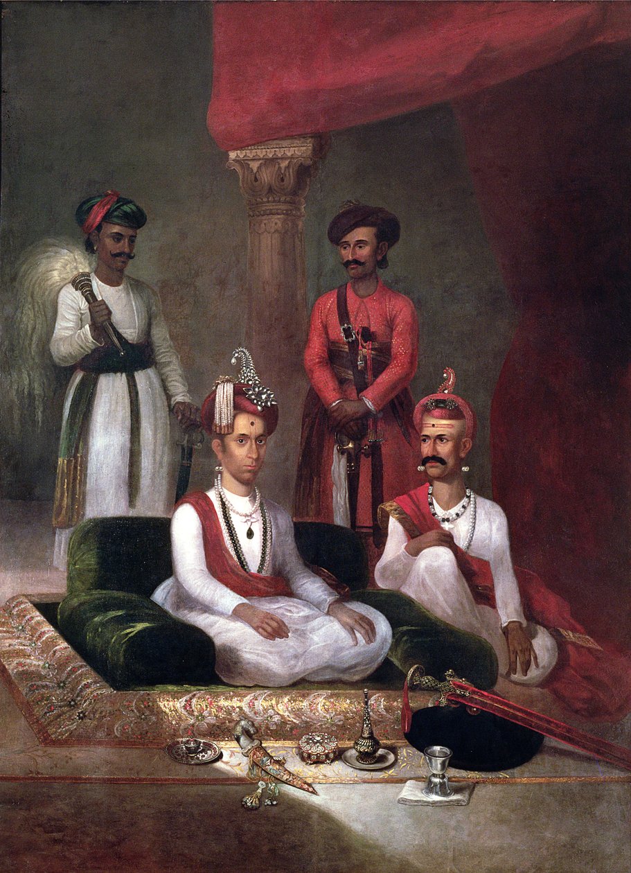 Madhu Rao Narayan, Maratha Peshwa med Nana Fadnavis and the Attendants, Poona, 1792 av James Wales