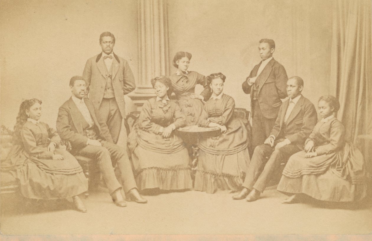 Carte-de-visite of the Jubilee Singers, 1872, tryckt senare. av James Wallace Black