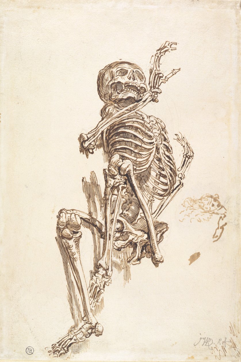 A Human Skeleton (penna och bläcktvätt och penna på papper) (recto) av James Ward