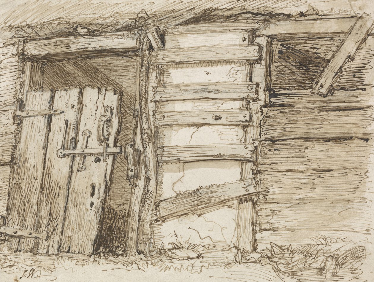 En uthusvägg (penna och bläck på papper) av James Ward