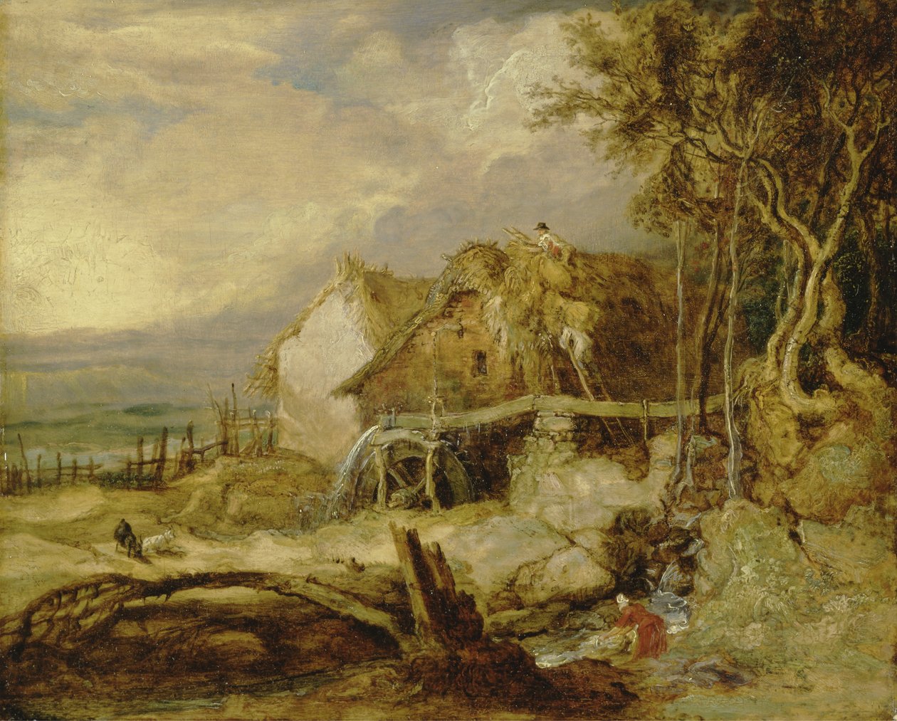 An Overshot Mill, ca 1802-07 (olja på panel) av James Ward