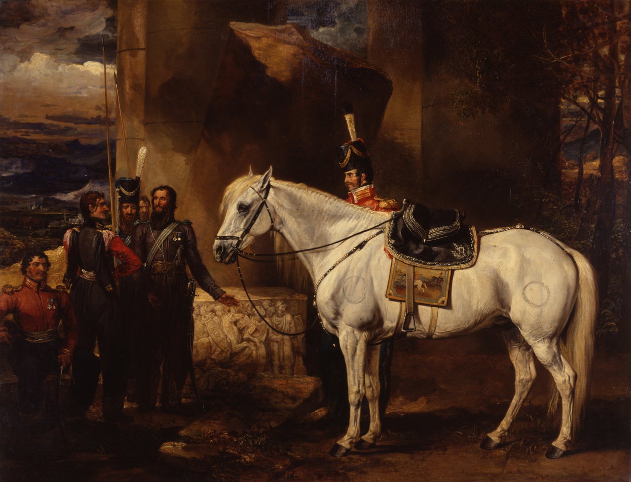 Greve Platoffs favoritladdare och fem av hans kosacker, ca 1815 (olja på duk) av James Ward