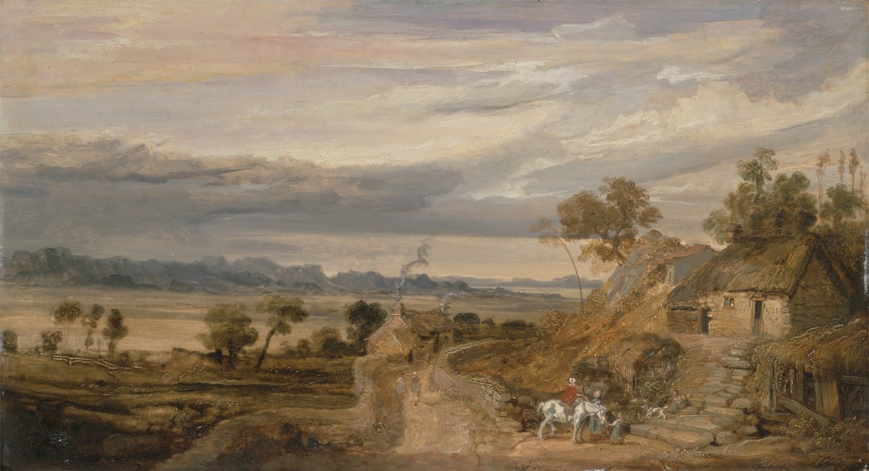 Landskap med stugor, ca 1802-07 (olja på panel) av James Ward
