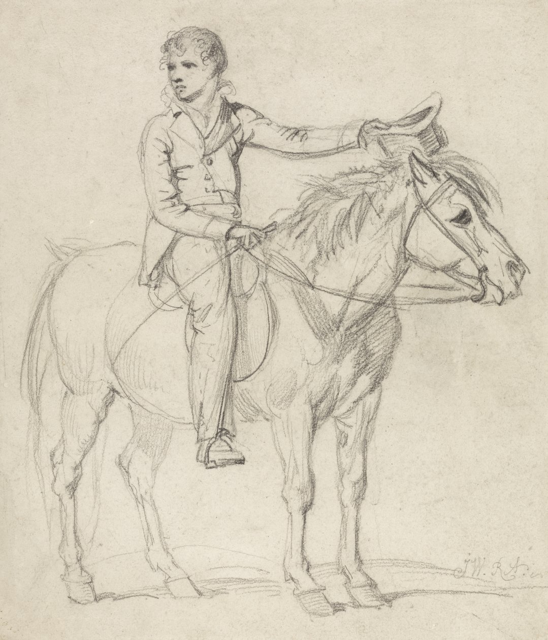 Lord Stanhope (1753-1816) som en pojke som rider på en ponny (penna på papper) av James Ward