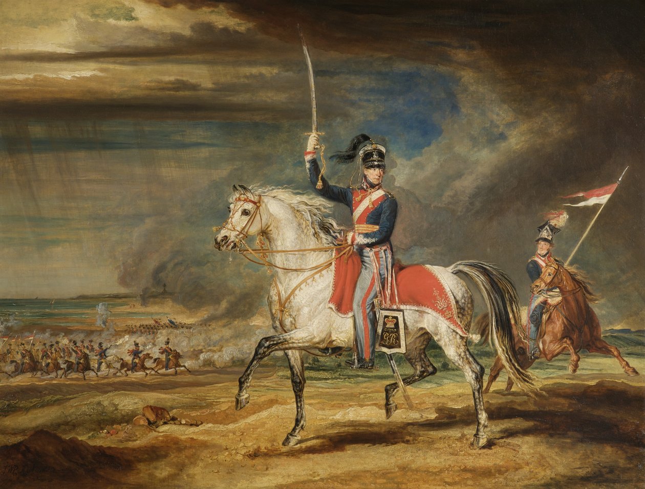 Sir John Leicester, Bt, utövar sitt regemente Cheshire Yeomanry på sanden i Liverpool, 1824 av James Ward