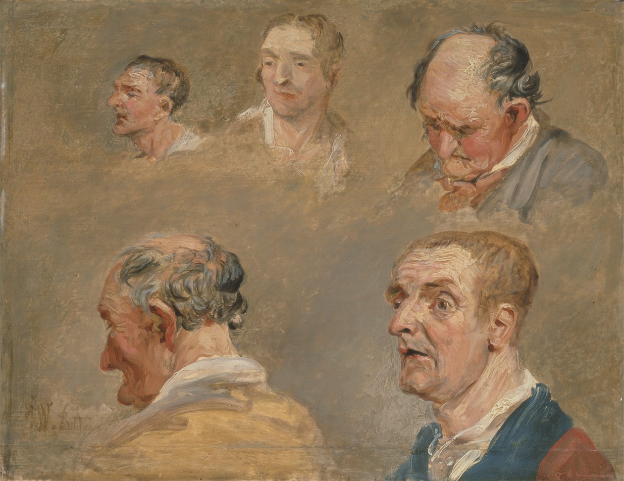 Studier av Jacky Turner och pastor Charles Hopes trädgårdsmästare, ca 1800-15 (olja på panel) av James Ward