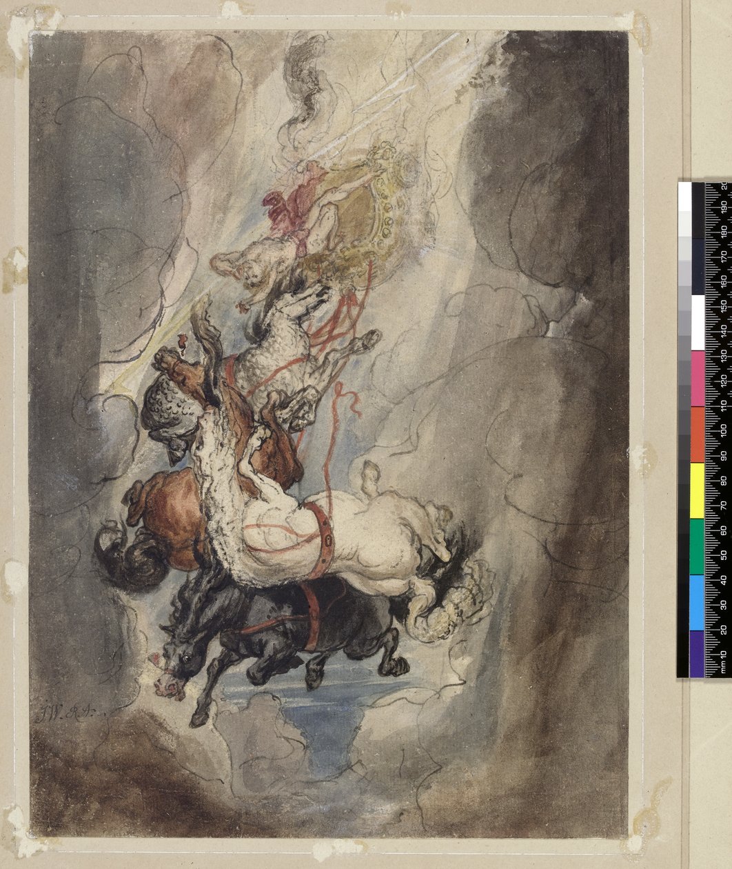 Study for the Fall of Phaethon, c.1808 (grafit, penna, bläck och wc) av James Ward