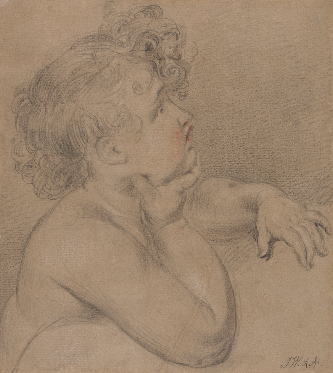 Studie från Nature, One of the Children of Charity för den stora bilden av Waterloo Allegory av James Ward