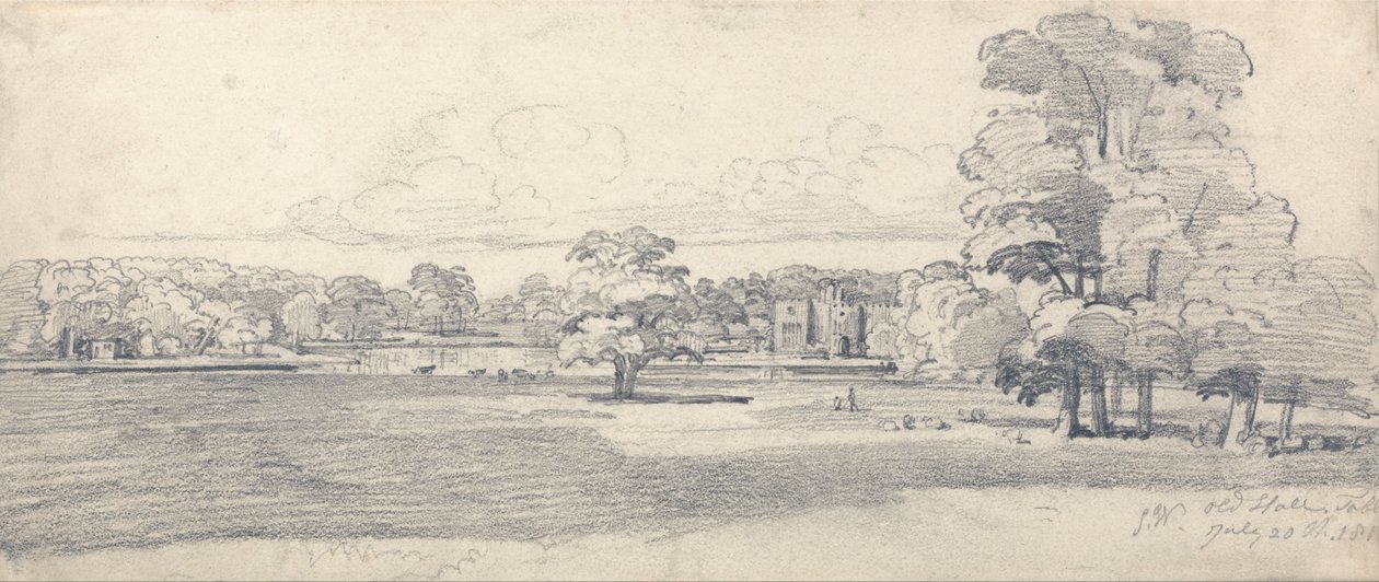 The Old Hall, Tabley, omgiven av parkmark, 20 juli 1814 (1819) av James Ward
