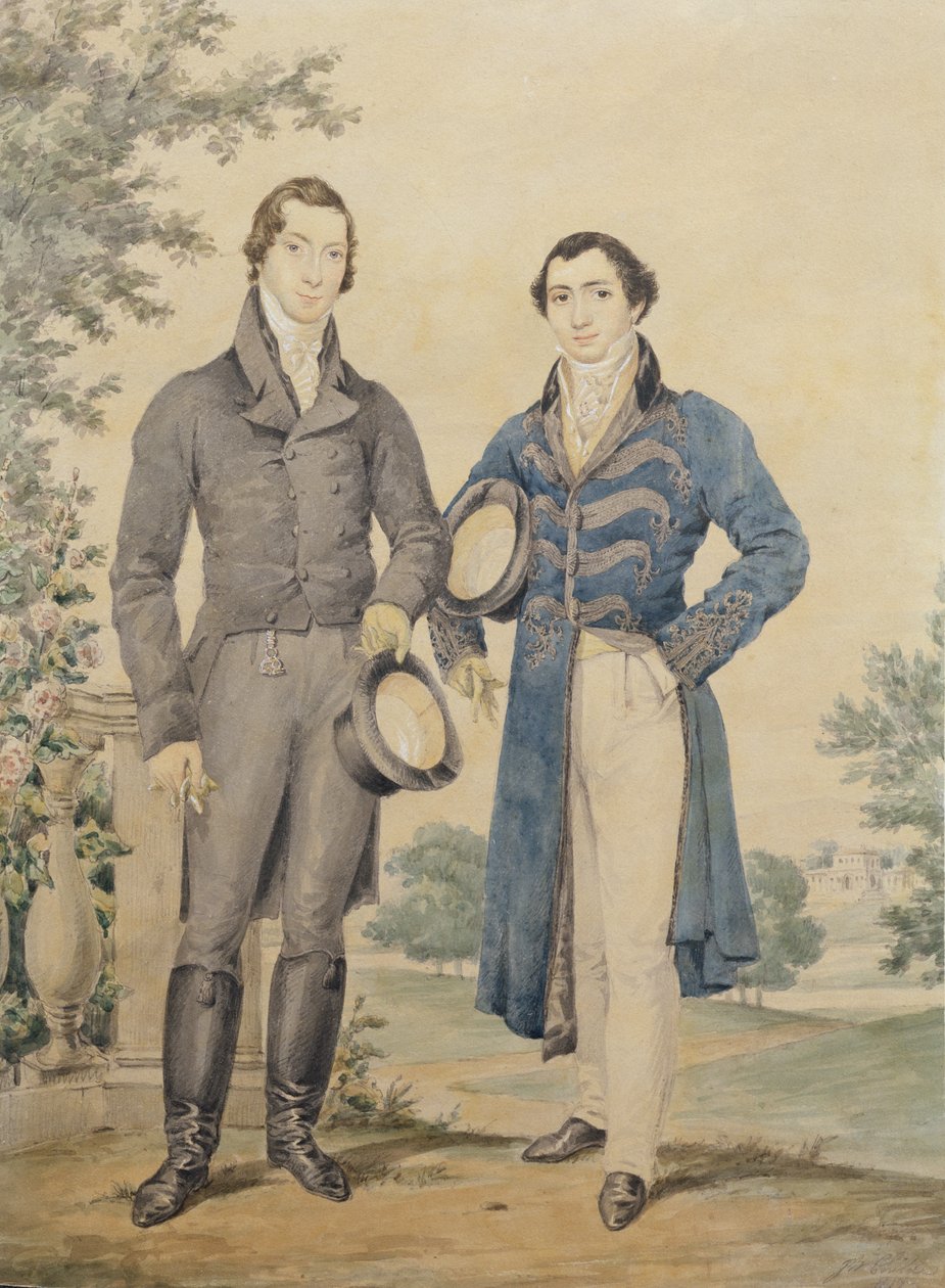 Porträtt av två herrar, 1817 (penna & wc, förhöjd med vitt) av James Warren Childe