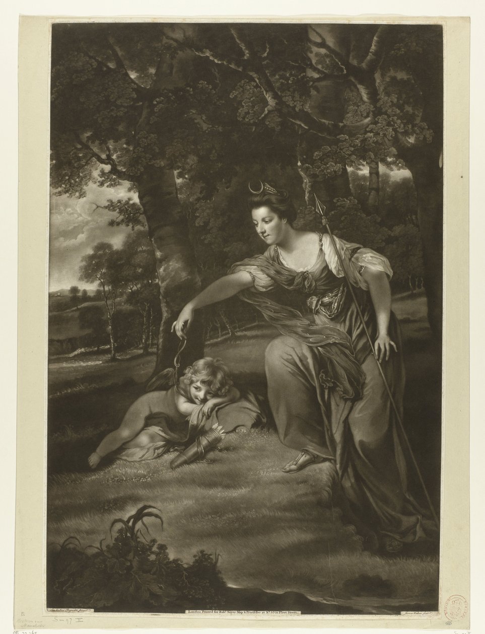 Porträtt av Elizabeth Montagu och hennes son George som Diana och Amor av James Watson (prentmaker)