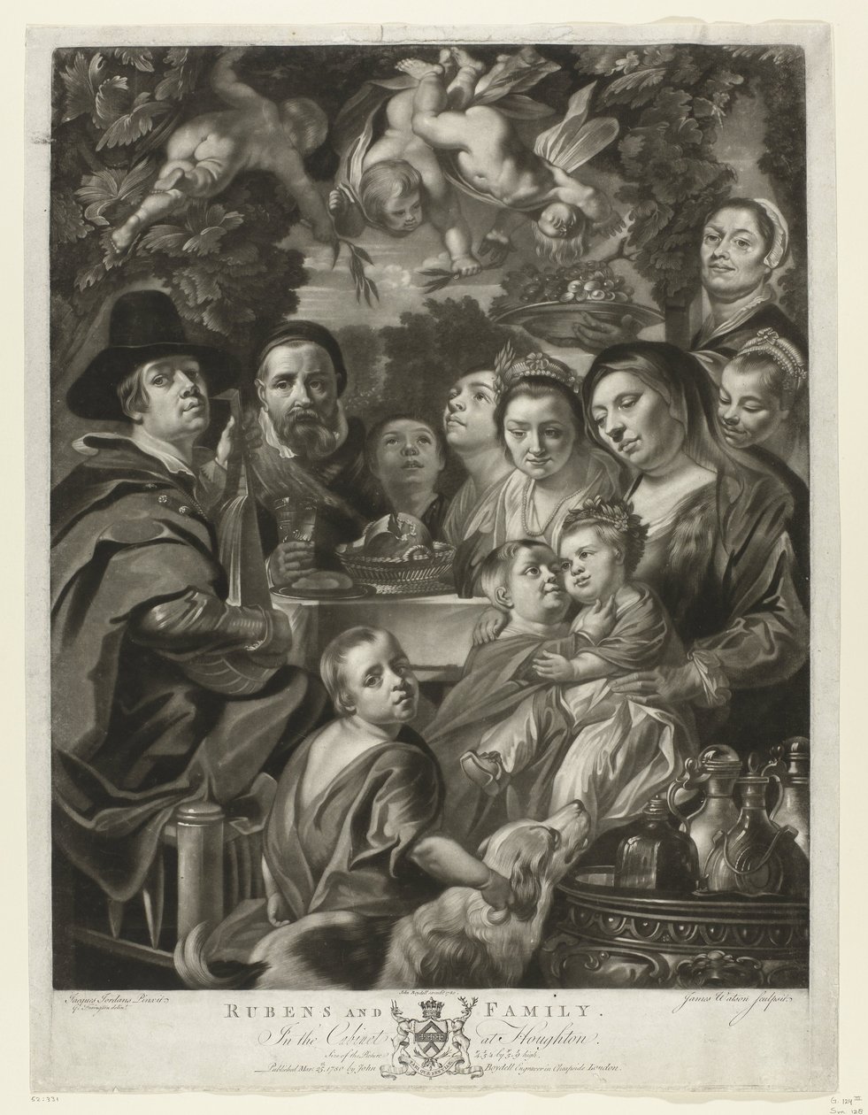 Porträtt av Jacques Jordaens med sina föräldrar, bröder och systrar Rubens och familj (titel på objekt) Målningar från The Houghton Gallery (serietitel) The Houghton Gallery (serietitel) av James Watson (prentmaker)