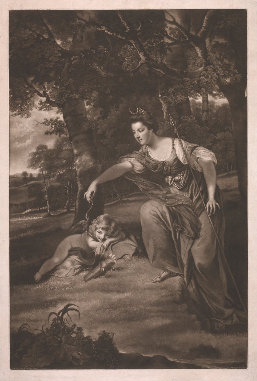 Hertiginnan av Manchester med sin son George, Viscount Mandeville, som "Diana och Amor" av James Watson