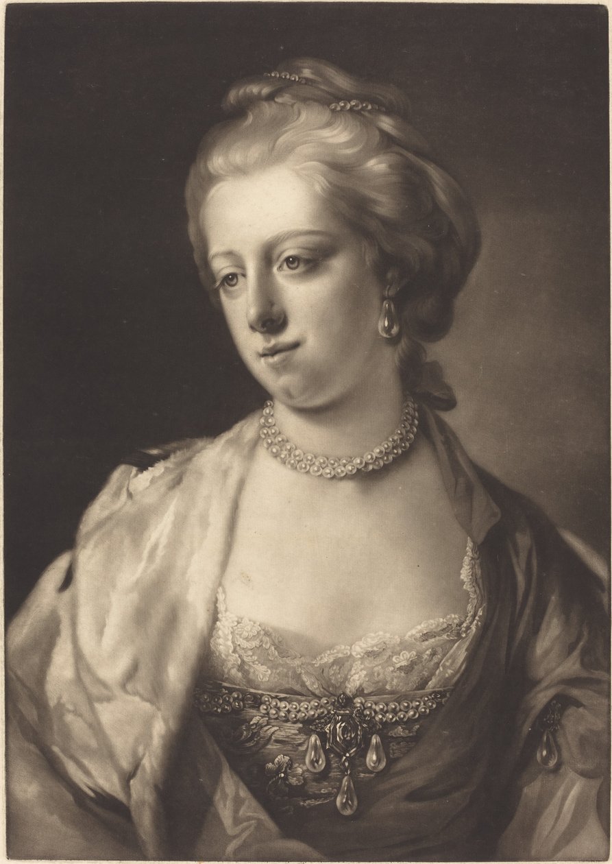 Prinsessan Caroline Matilda, drottning av Danmark av James Watson after Francis Cotes