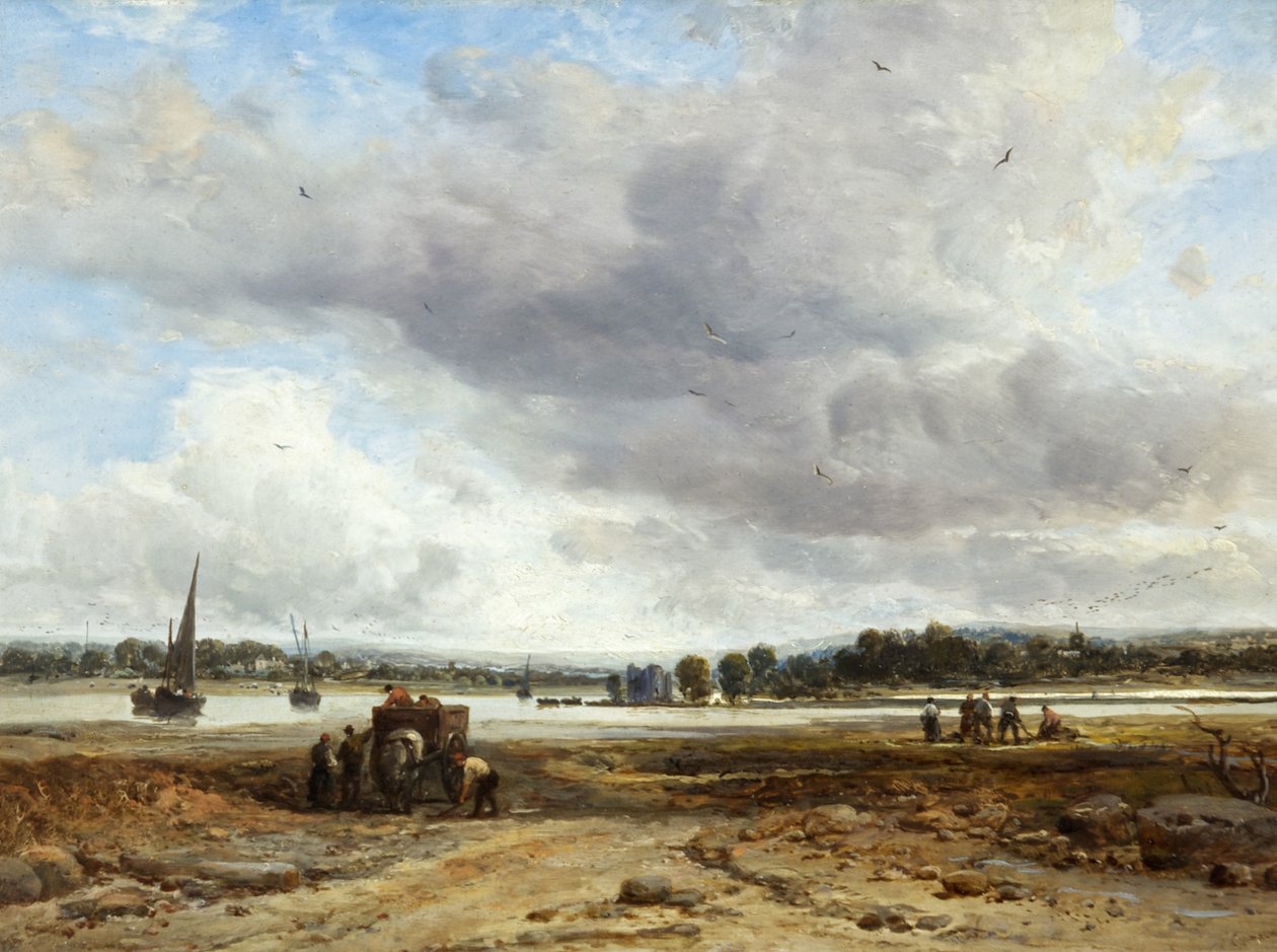 Calshot Castle, nær Southampton (olie på panel) sved av James Webb