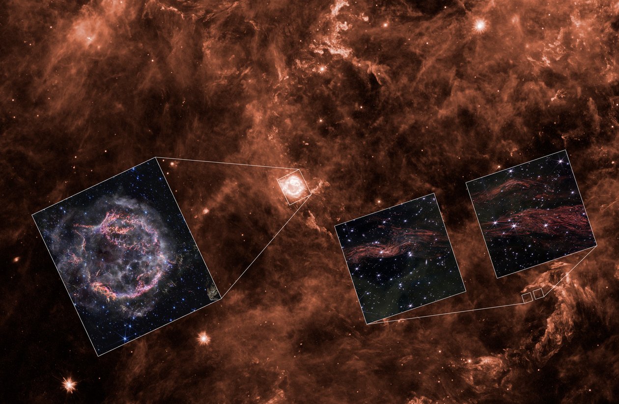 Ljuset från Cassiopeia A (Spitzer-sammanhang) av James Webb Space Telescope (NASA)