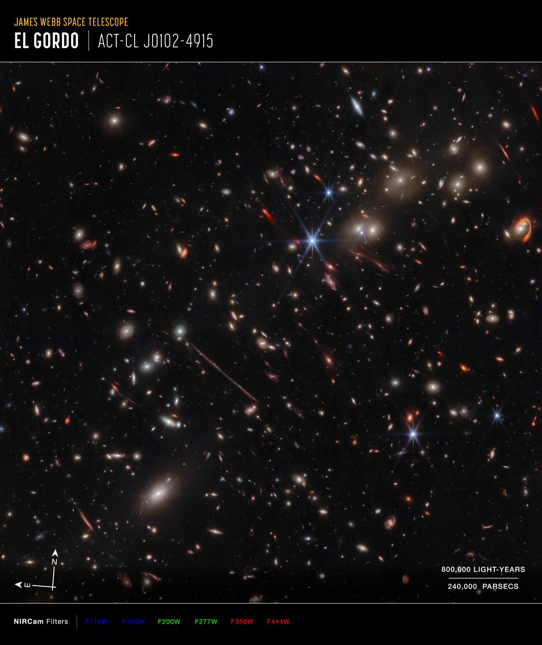 El Gordo (NIRCam Compass Image) av James Webb Space Telescope (NASA)