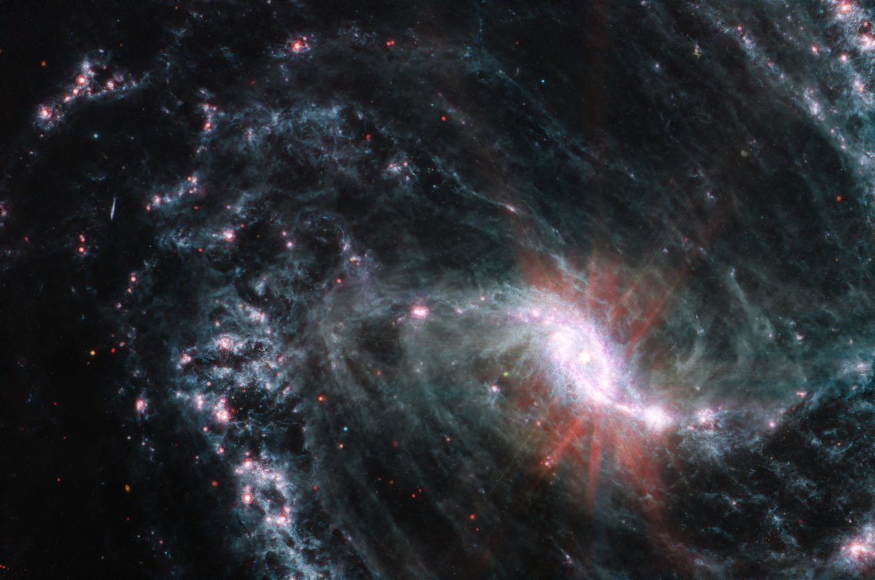NGC 1365 (MIRI-bild) av James Webb Space Telescope (NASA)