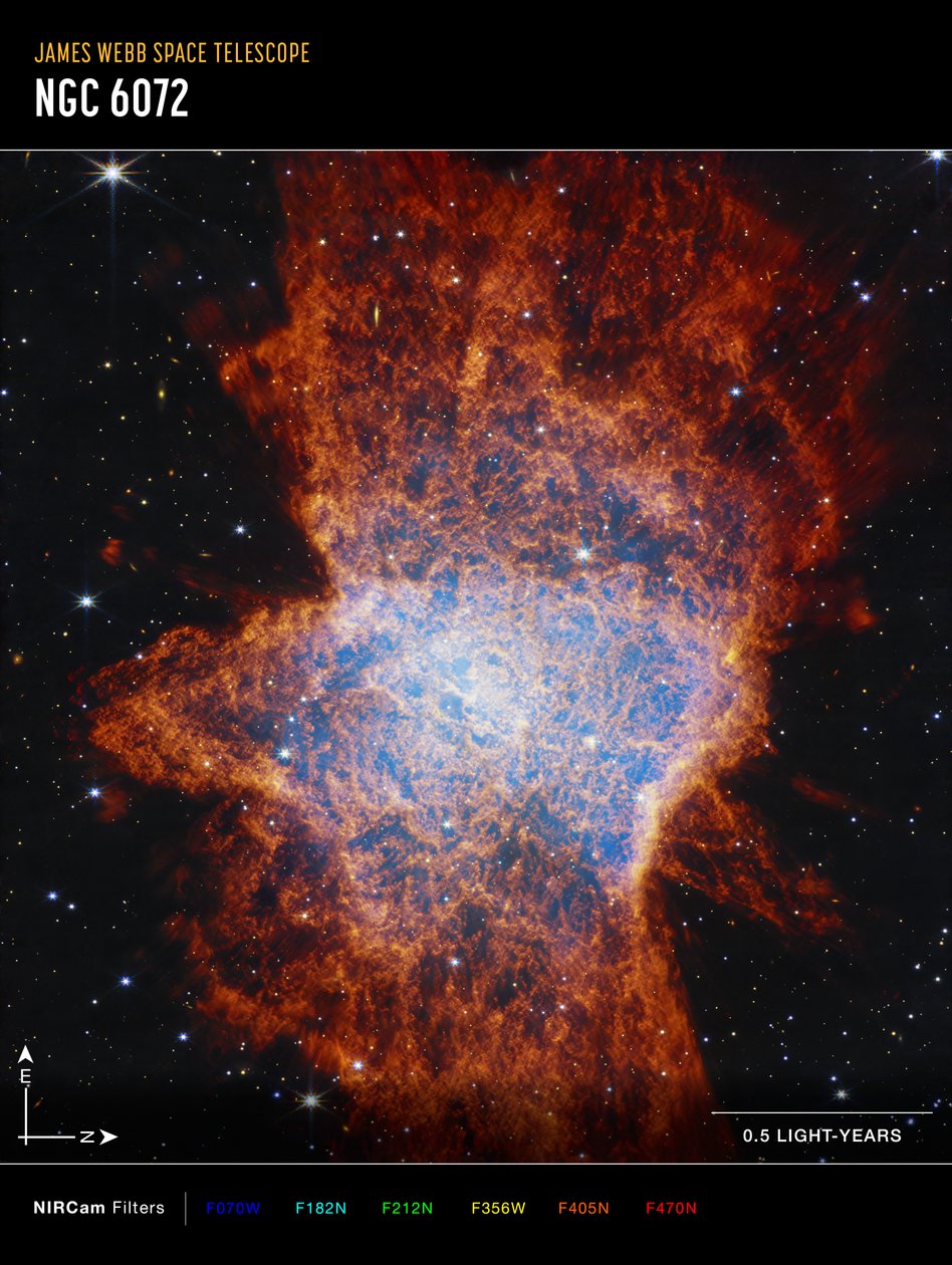 NGC 6072 (bild tagen med NIRCam Compass) av James Webb Space Telescope (NASA)