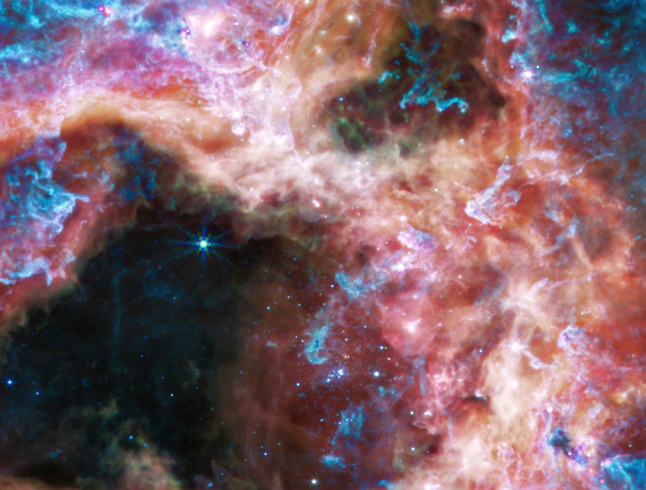 Tarantula Nebula (MIRI-bild) av James Webb Space Telescope (NASA)
