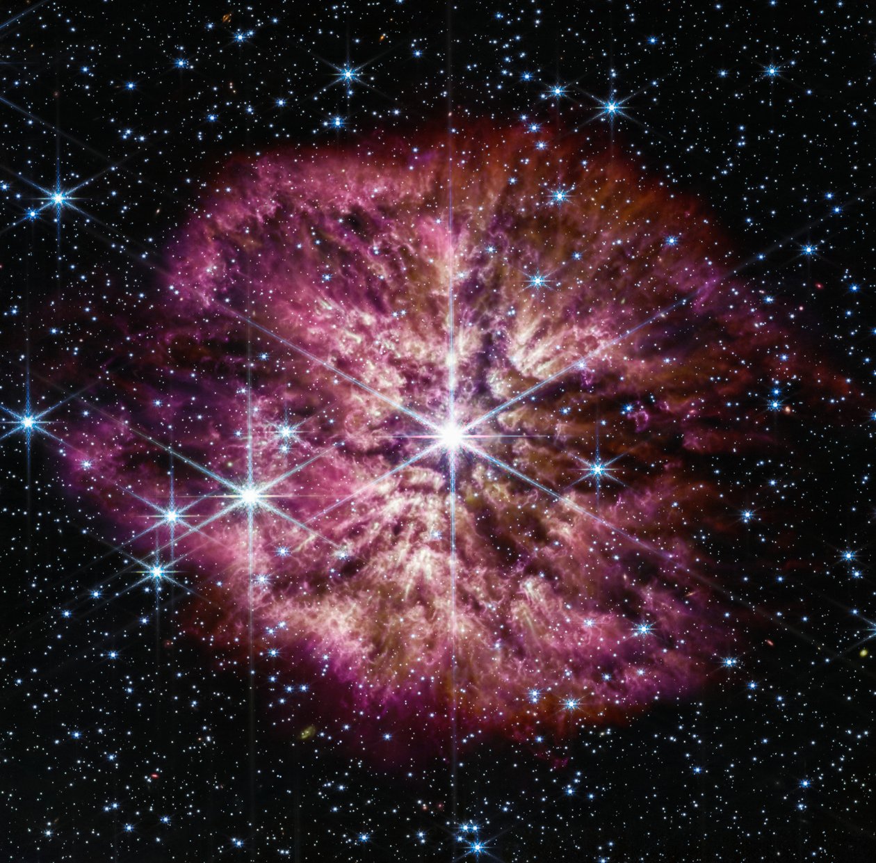 WR 124 (sammansatt bild av NIRCam och MIRI) av James Webb Space Telescope (NASA)