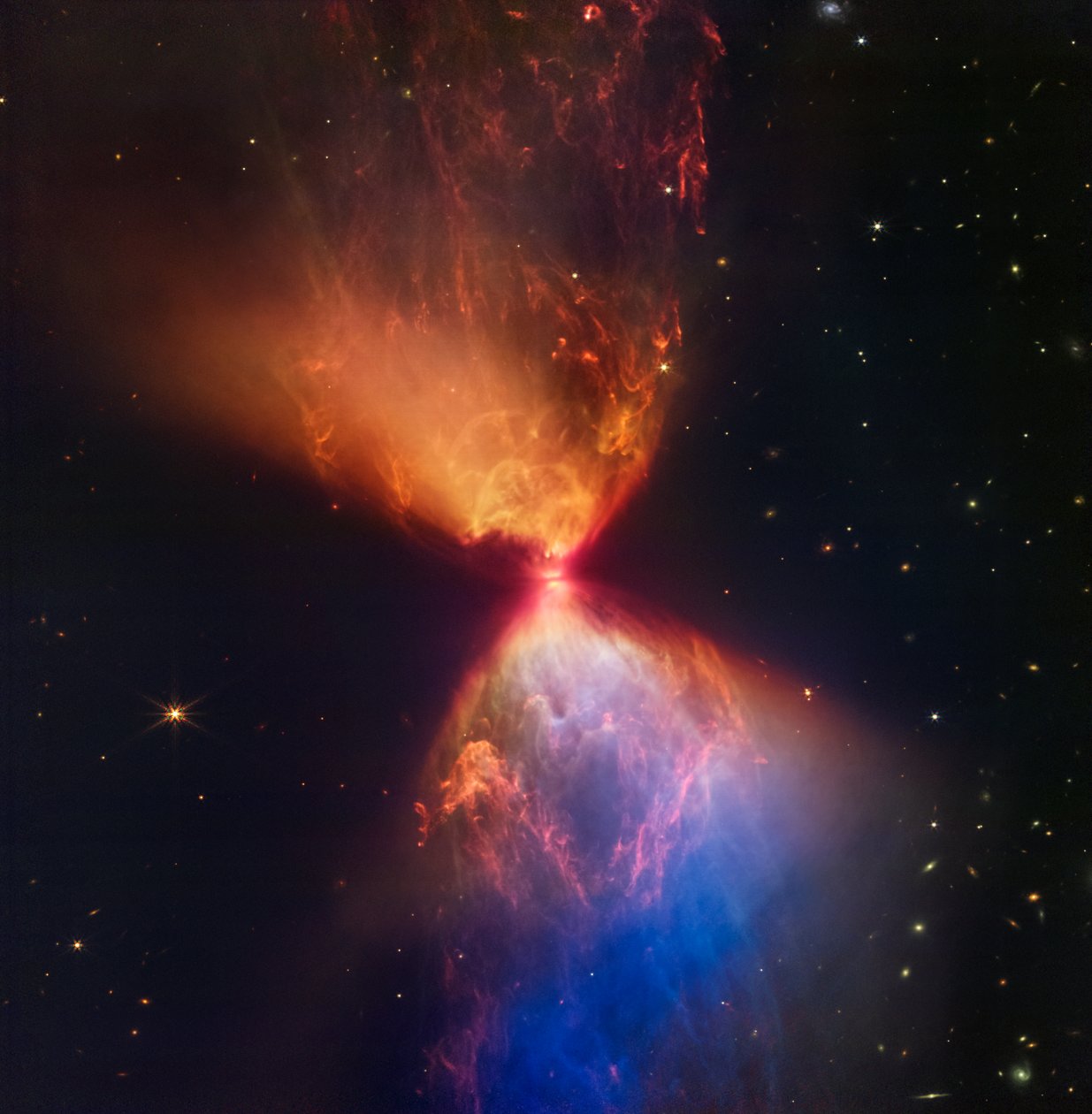 Webb fångar Fiery Hourglass som nya stjärnformar av James Webb Space Telescope (NASA)