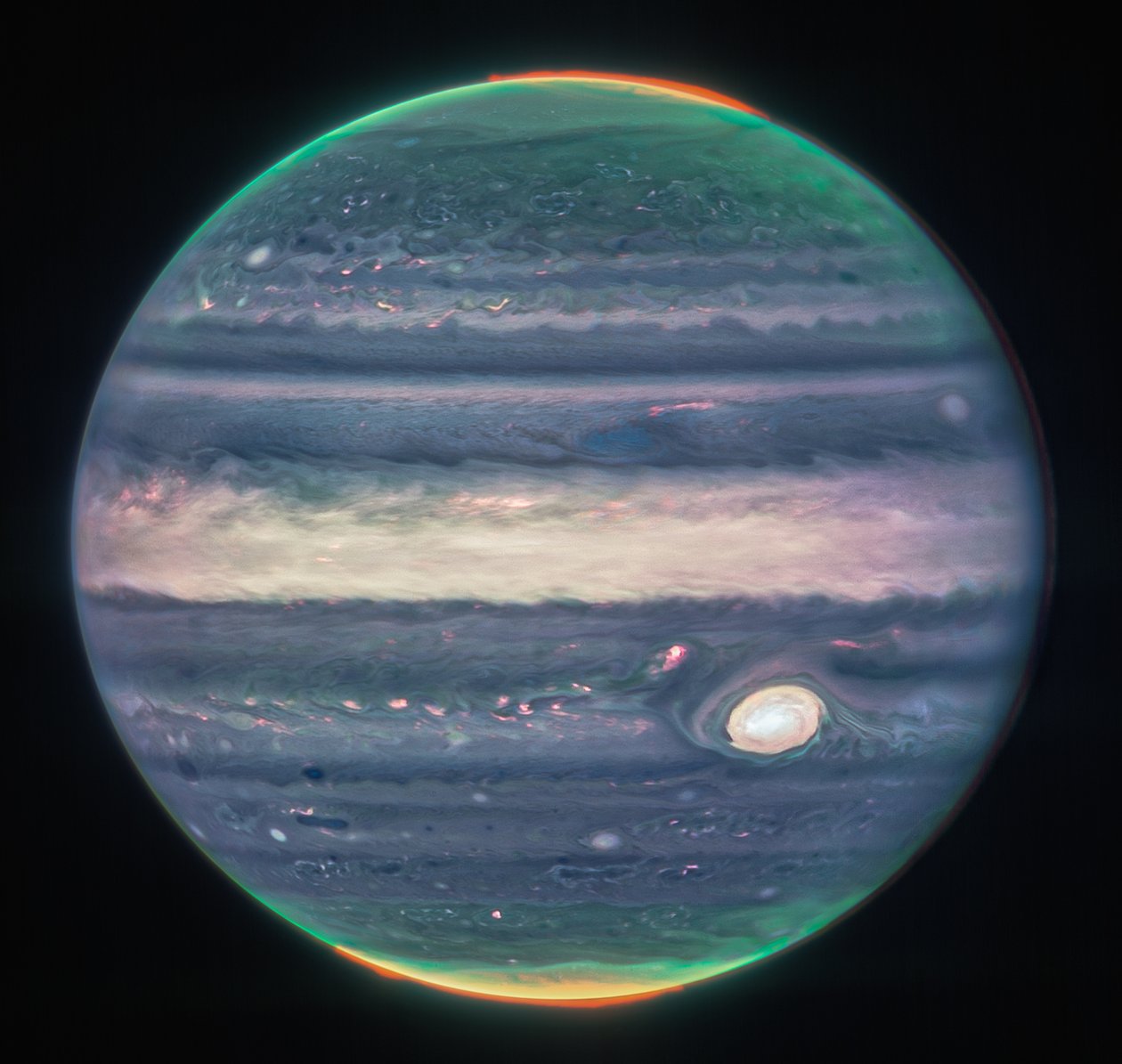 Webbs Jupiter-bilder visar Auroras, Hazes av James Webb Space Telescope (NASA)
