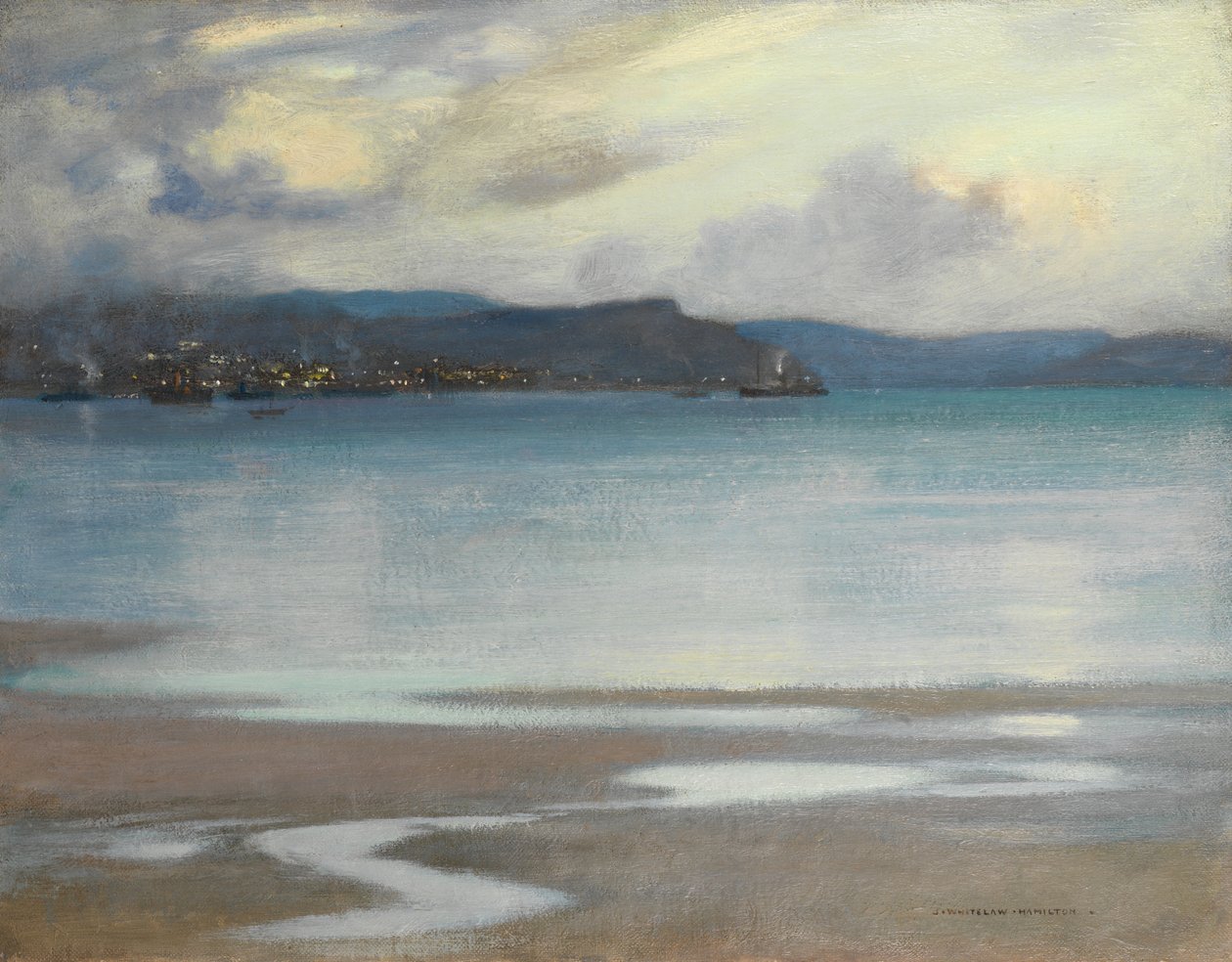 Rhu Bay (olja på duk) av James Whitelaw Hamilton