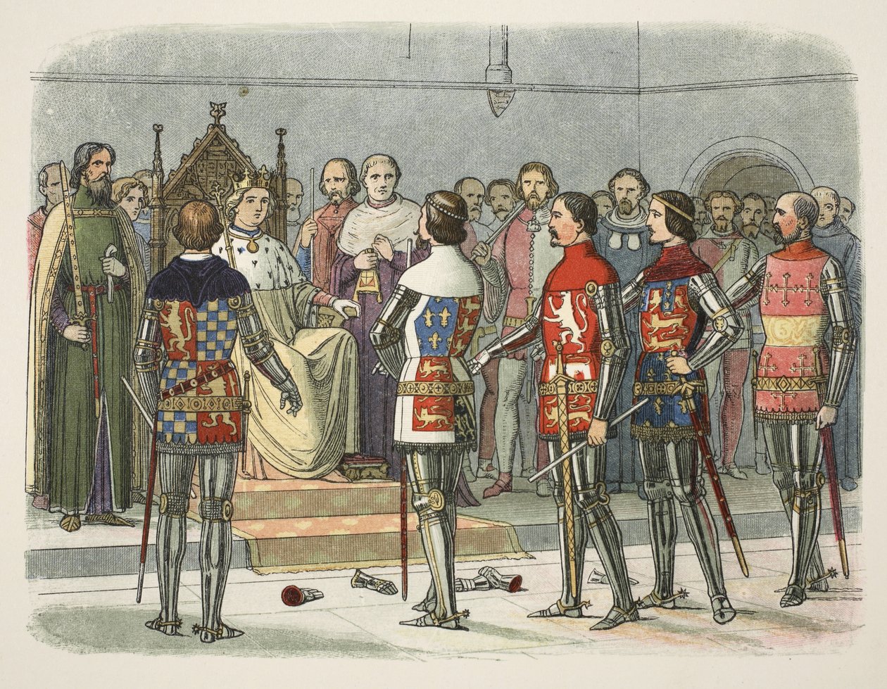 Arundel, Gloucester, Nottingham, Derby och Warwick före Richard II, från A Chronicle of England BC 55 till AD 1485, pub. London av James William Edmund Doyle