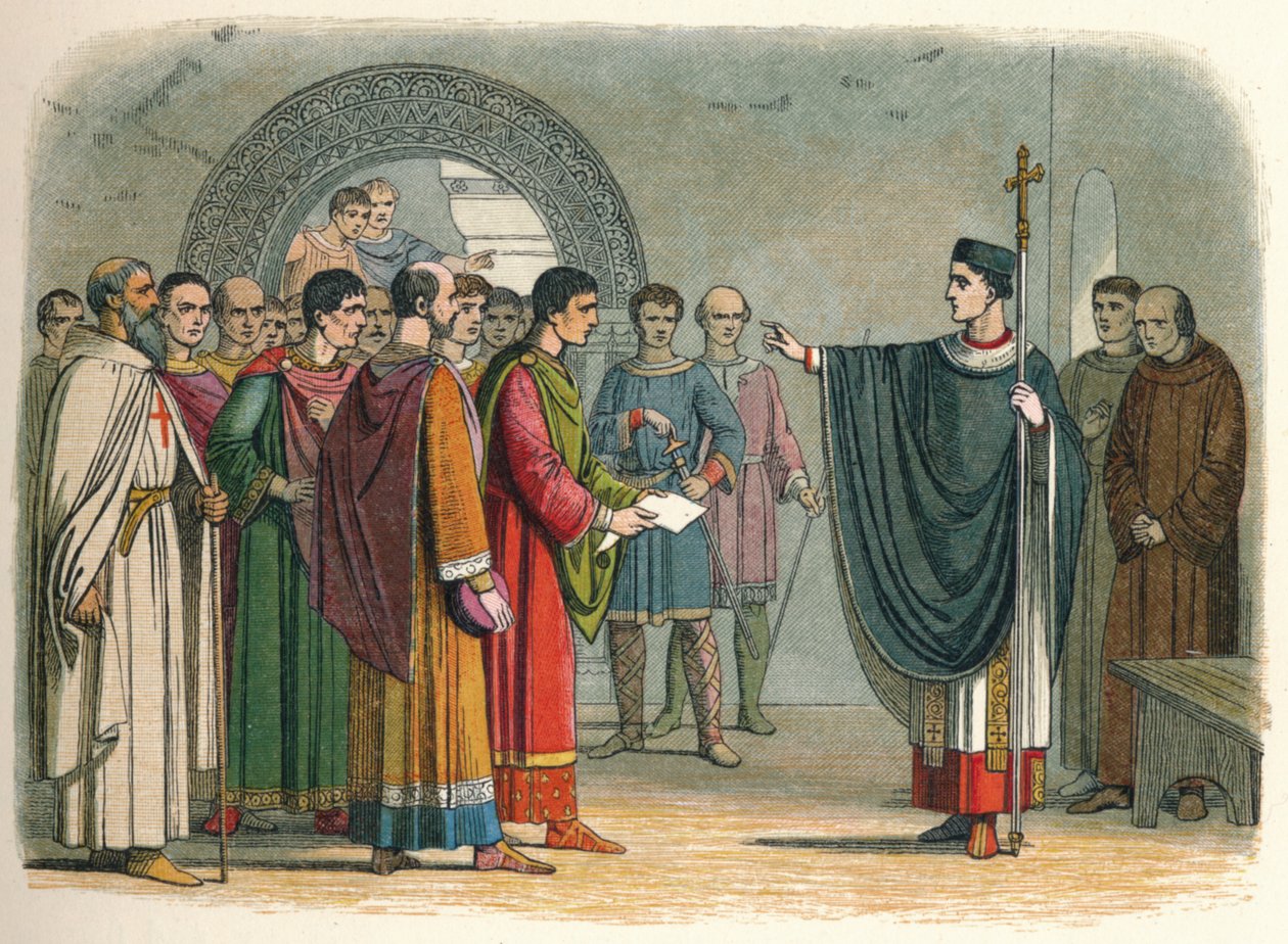Becket förbjuder jarlen av Leicester att döma honom, 1162 1864 av James William Edmund Doyle
