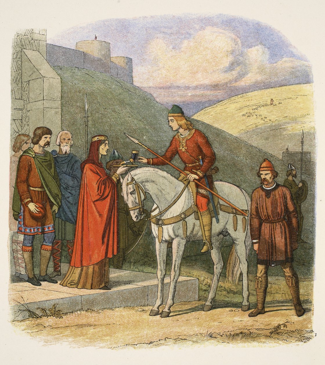 Edward mördad på Corfe, 18 mars 978, från A Chronicle of England BC 55 till AD 1485, pub. London, 1863 av James William Edmund Doyle