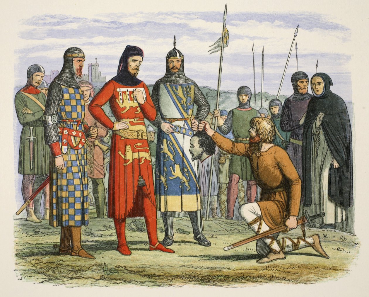 Gavestons huvud visat för earlen av Lancaster, från A Chronicle of England BC 55 till AD 1485, pub. London av James William Edmund Doyle