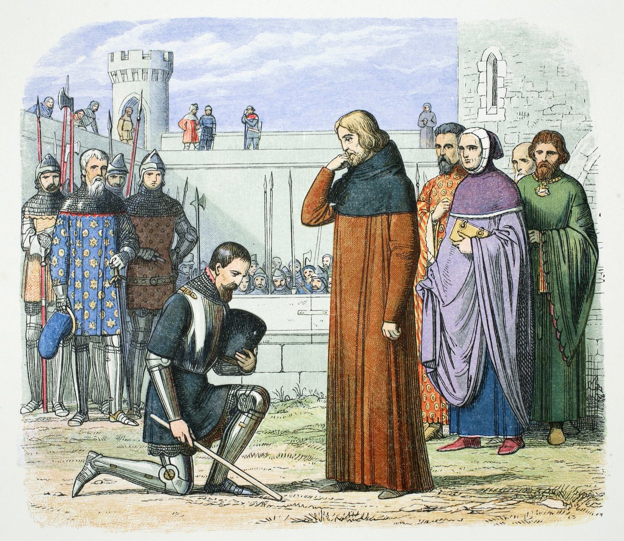 Henry Bolingbroke kräver tronen av Richard II av England, Flint, Wales, 1399 1864. av James William Edmund Doyle