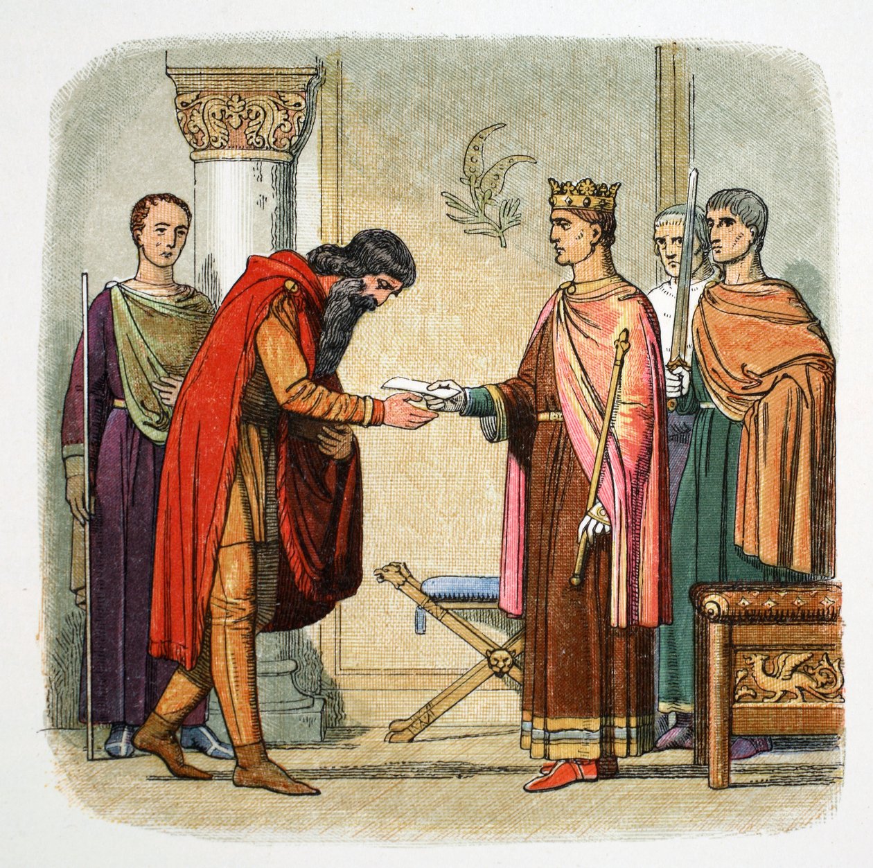 Henrik II av England bemyndigar Dermot MacMorrough att ta ut styrkor, 1170 1864 av James William Edmund Doyle