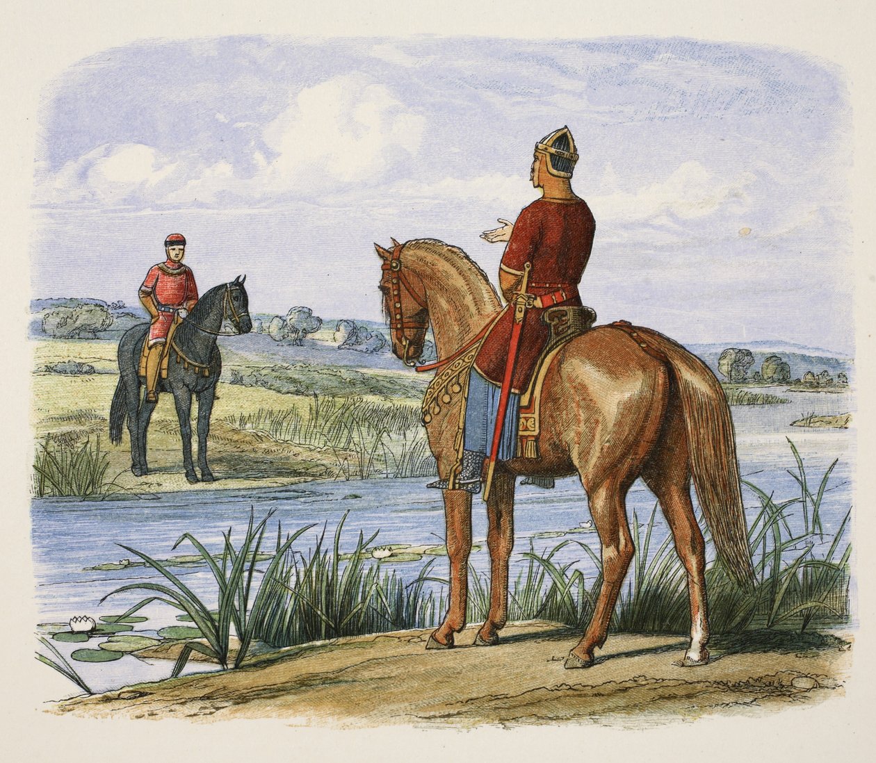 Henry och Stephen konfererar över Themsen, från A Chronicle of England BC 55 till AD 1485, pub. London, 1863 av James William Edmund Doyle