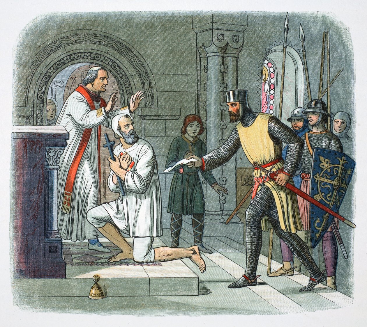 Hubert de Burgh tagen från helgedomen i Boisars, Frankrike, 1232 1864 av James William Edmund Doyle