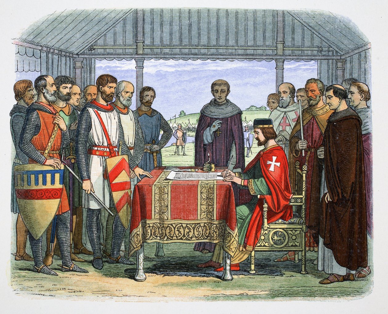 Kung John undertecknar den stora stadgan, Runnymede, Surrey, 1215 1864. av James William Edmund Doyle