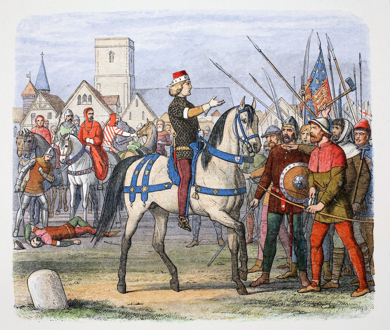 Kung Richard II möter rebellerna vid Smithfield, Bondeupproret, 1381 1864. av James William Edmund Doyle