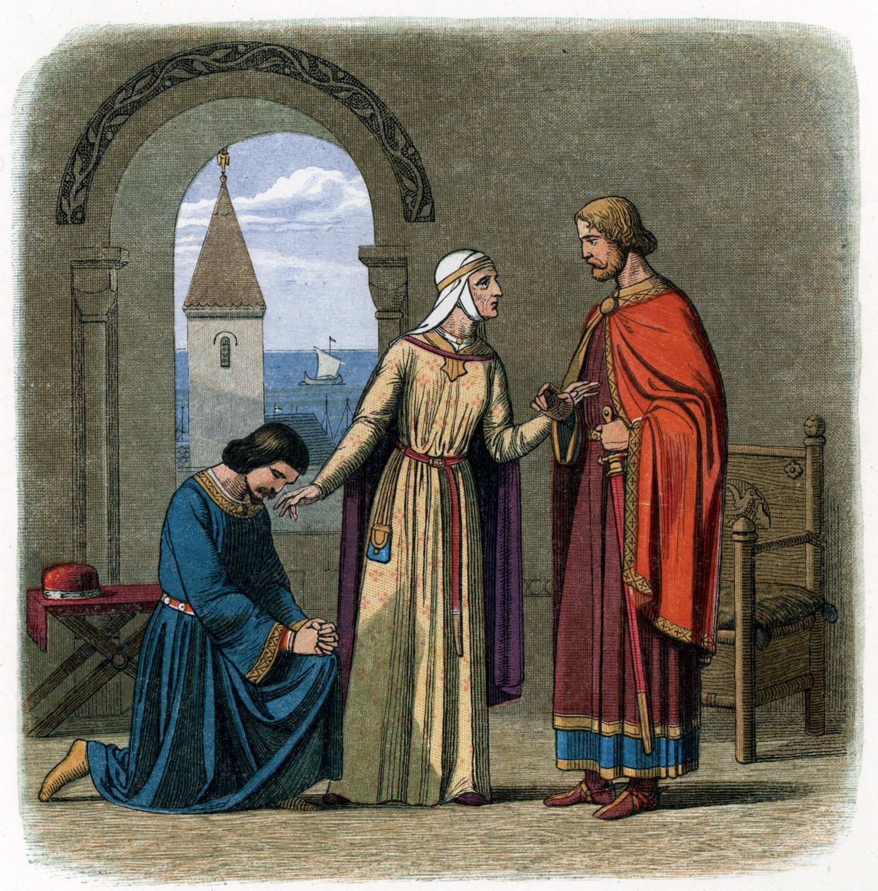 På inrådan av sin mor, Eleanor av Aquitaine, kung Richard I av James William Edmund Doyle