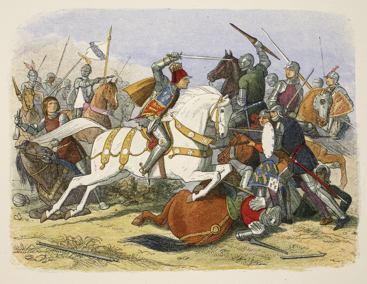 Richard III på Bosworth Field, 22 augusti 1485, från A Chronicle of England BC 55 till AD 1485, pub. London, 1863 av James William Edmund Doyle
