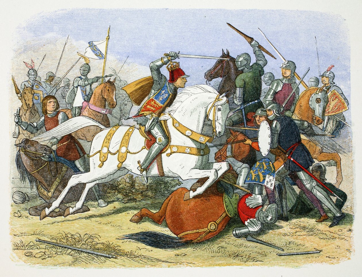 Richard III av England vid slaget vid Bosworth Field, Leicestershire, 1485 1864 av James William Edmund Doyle
