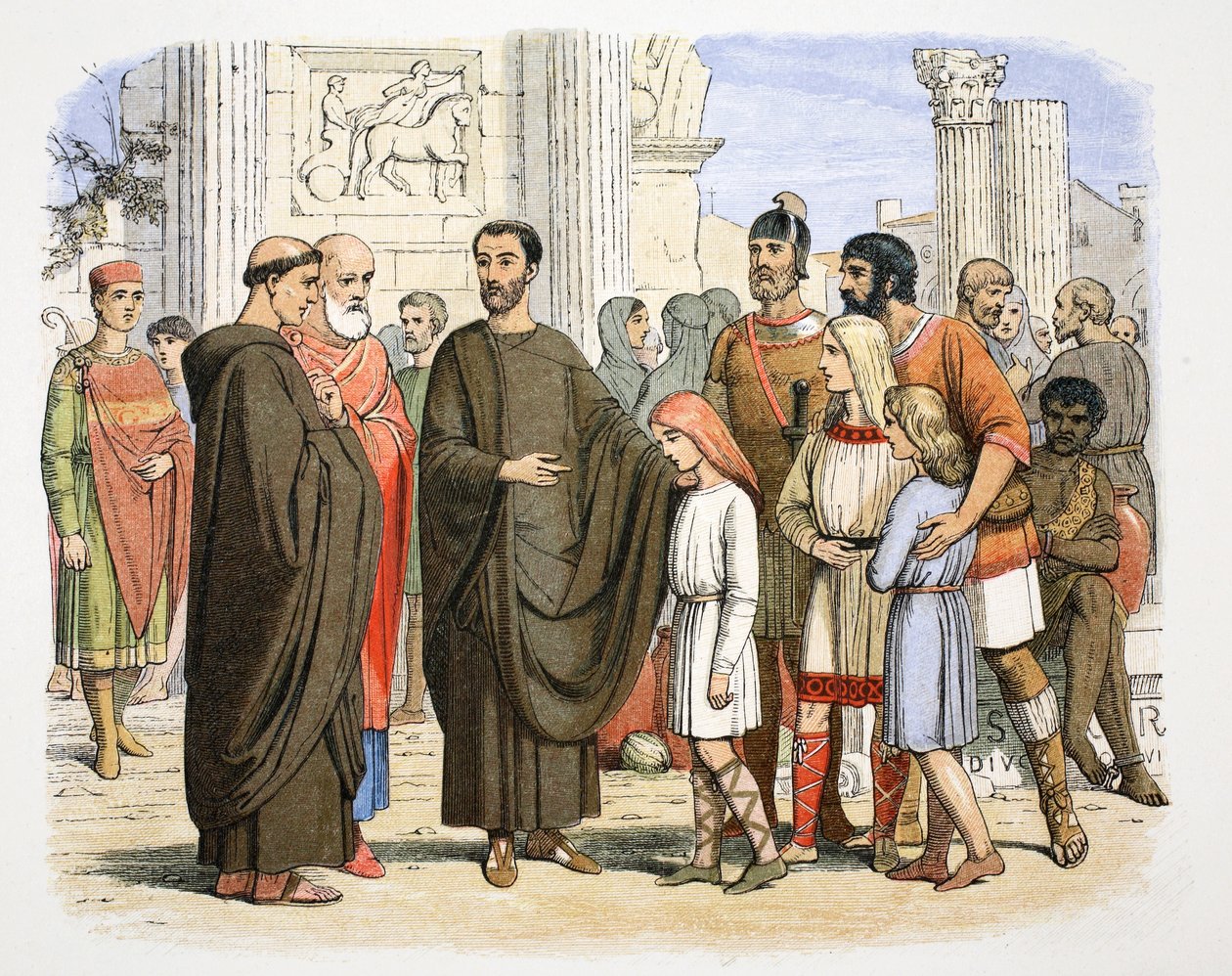 St Gregorius den store och de engelska slavarna i Rom, 590 1864. av James William Edmund Doyle