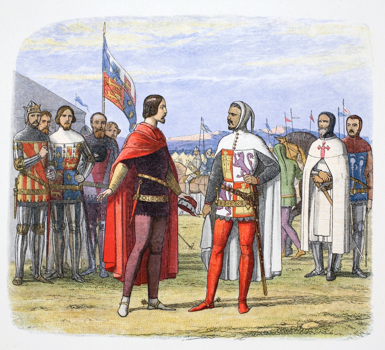 Den svarte prinsen framtvingar en amnesti från Pedro den grymme, Spanien, 1367 1864 av James William Edmund Doyle