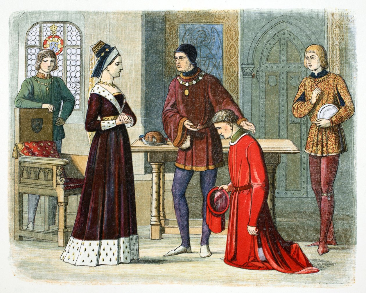 Earlen av Warwick underkastar sig drottning Margareta, 1470 1864. av James William Edmund Doyle