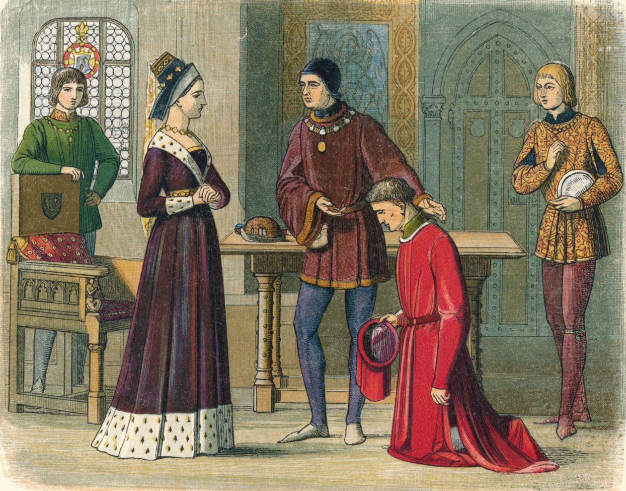 Earlen av Warwick underkastar sig drottning Margareta, 1470 1864 av James William Edmund Doyle