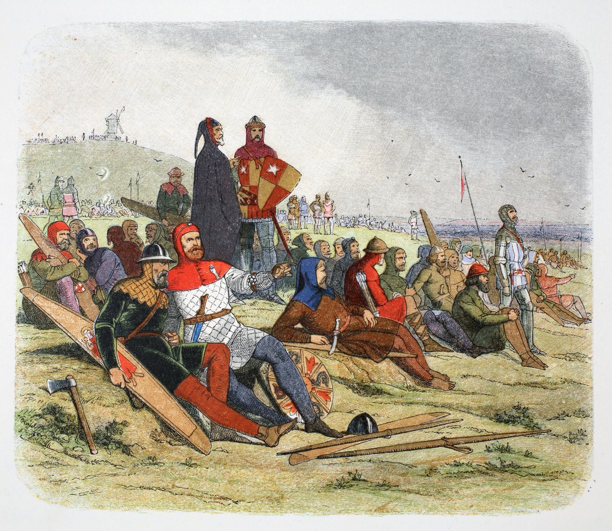 Engelsmännen väntar på fransmännen i slaget vid Crecy, Frankrike 1346 1864 av James William Edmund Doyle