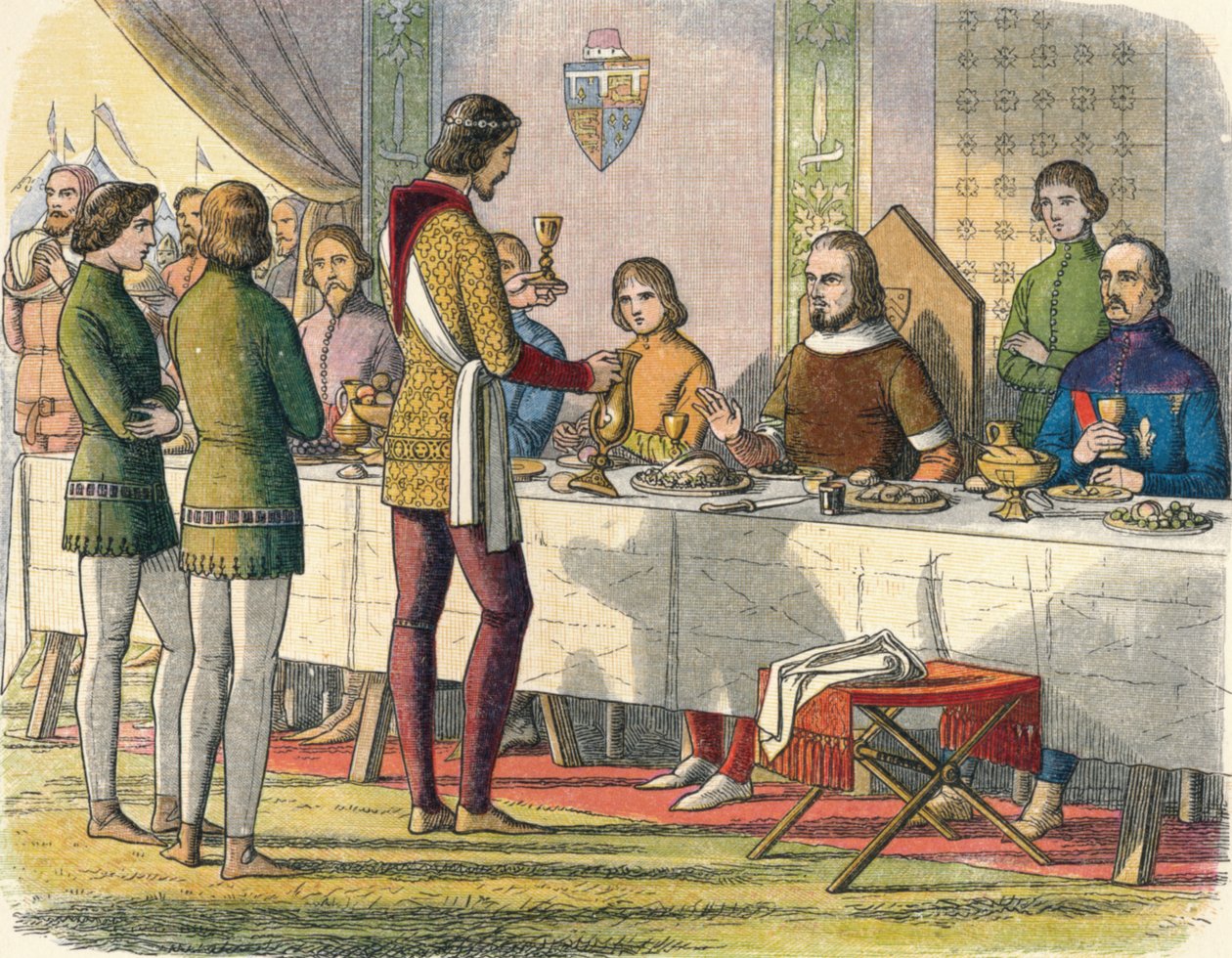 Prinsen serverar kung John vid bordet, 1356 1864 av James William Edmund Doyle