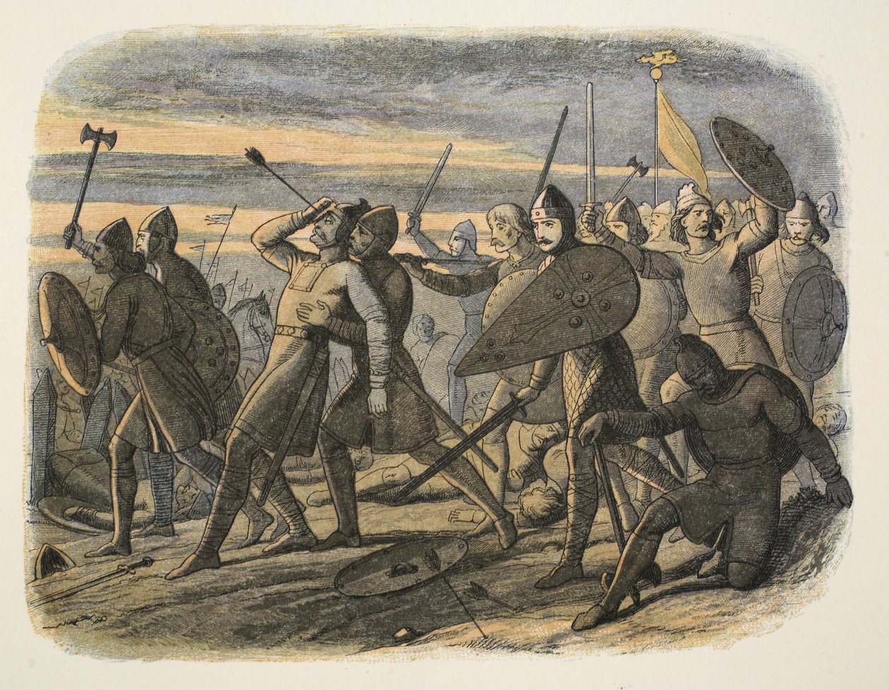 Harold II:s död i slaget vid Hastings, 1066, från A Chronicle of England BC 55 till AD 1485, pub. London, 1863 av James William Edmund Doyle