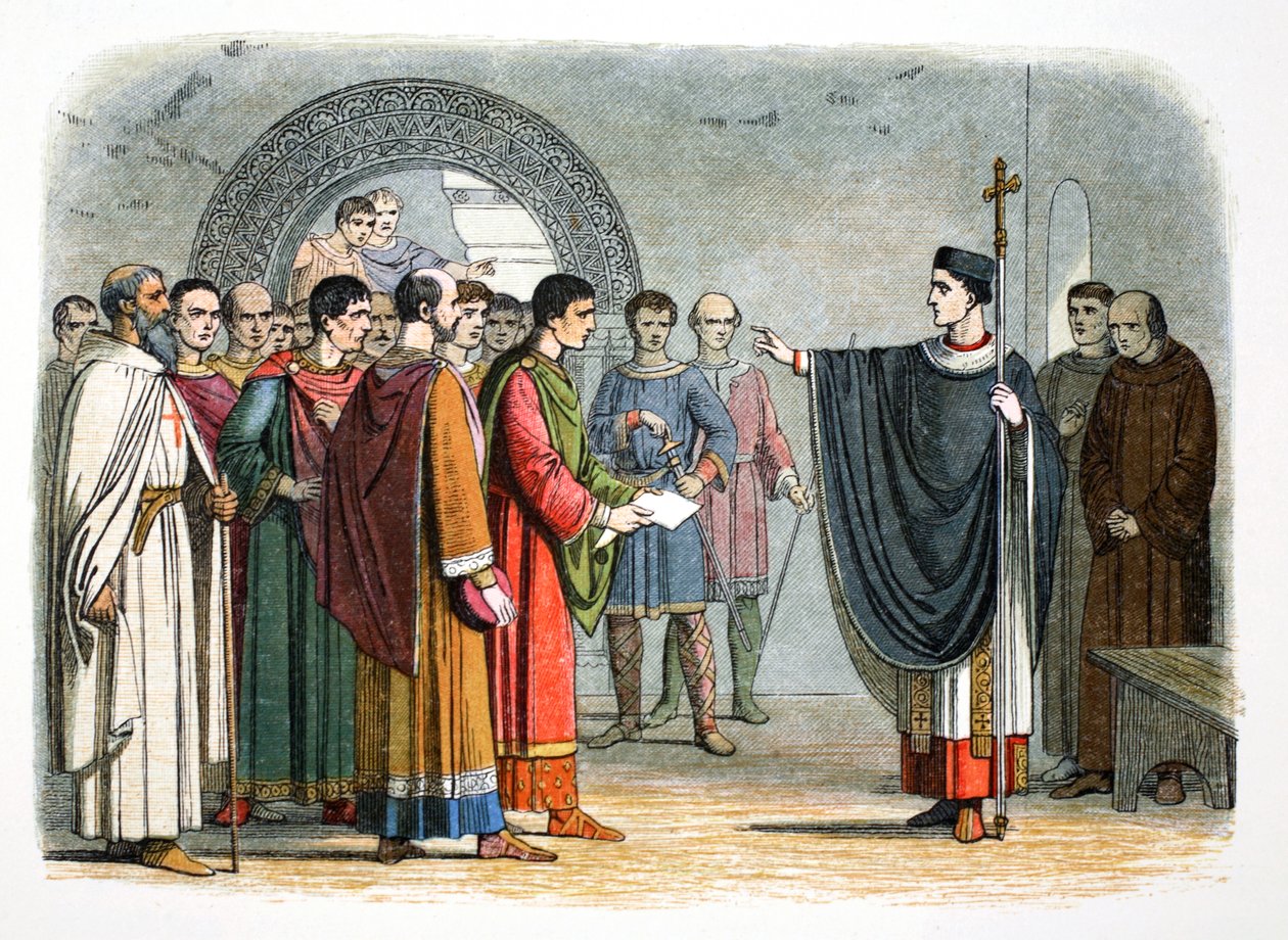 Thomas a Becket förbjuder jarlen av Leicester att döma honom, 1162 1864 av James William Edmund Doyle